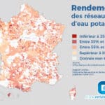 Infographie sur le rendement des réseaux d'eau potable en France en 2023