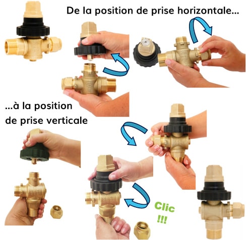 Permutation de la tête du robinet en un clic